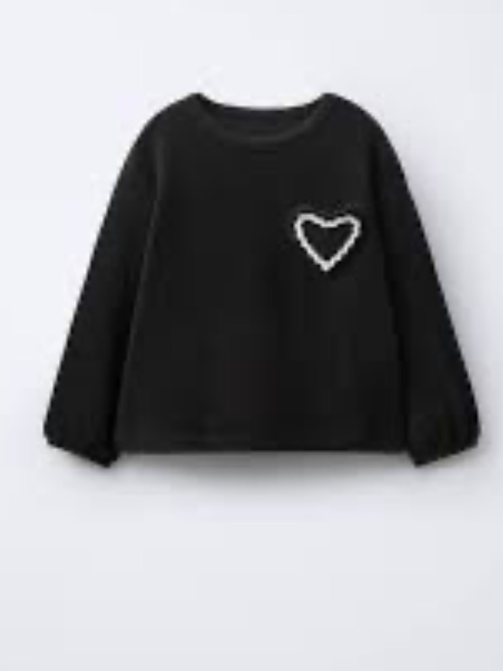 Zara Black Sweatshirt sweater with White Heart Patch size 18 month new fleece